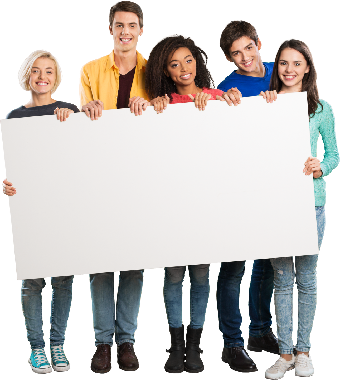 Teenagers Holding a Signboard